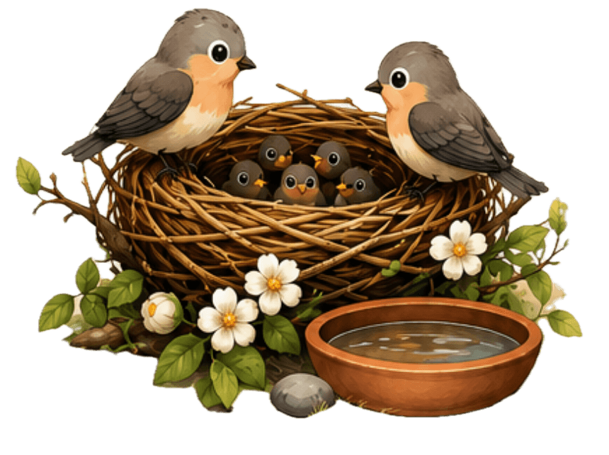 Birds in a nest